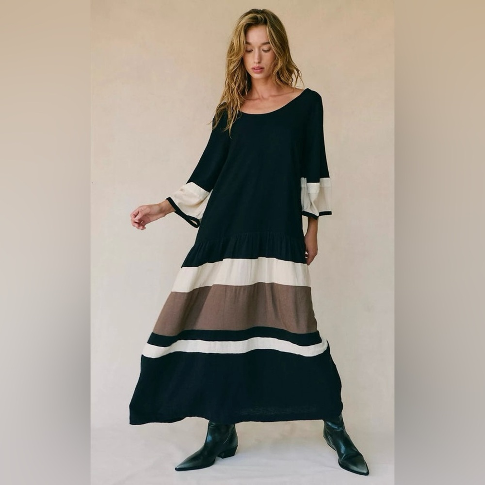 FREE PEOPLE Manda Midi Dress - Black Combo $118 MSRP - Picture 4 of 8